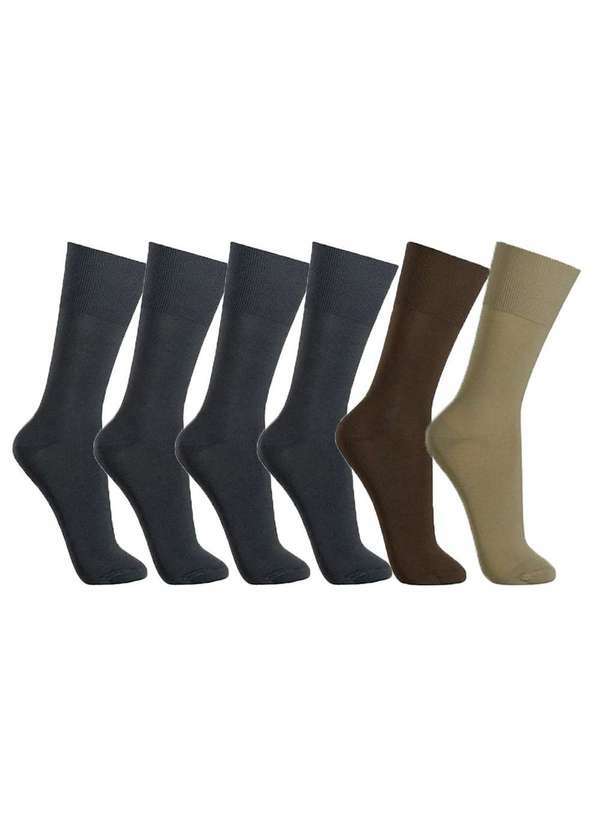 Selene - Kit 6 pares de Meia Selene Social Clássica Masculino Preto