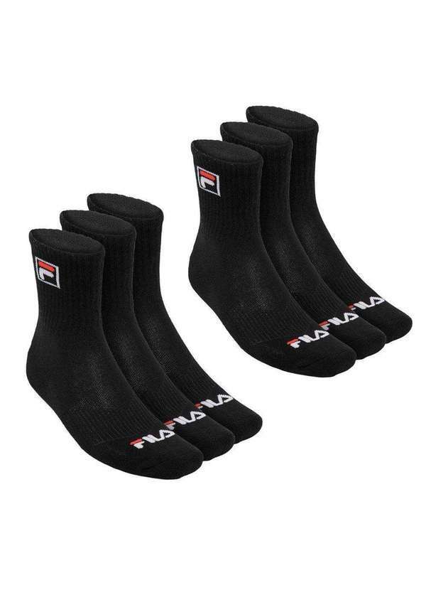 Fila - Kit 6 pares de Meias Fila Fbox Cano Alto Unissex Preto