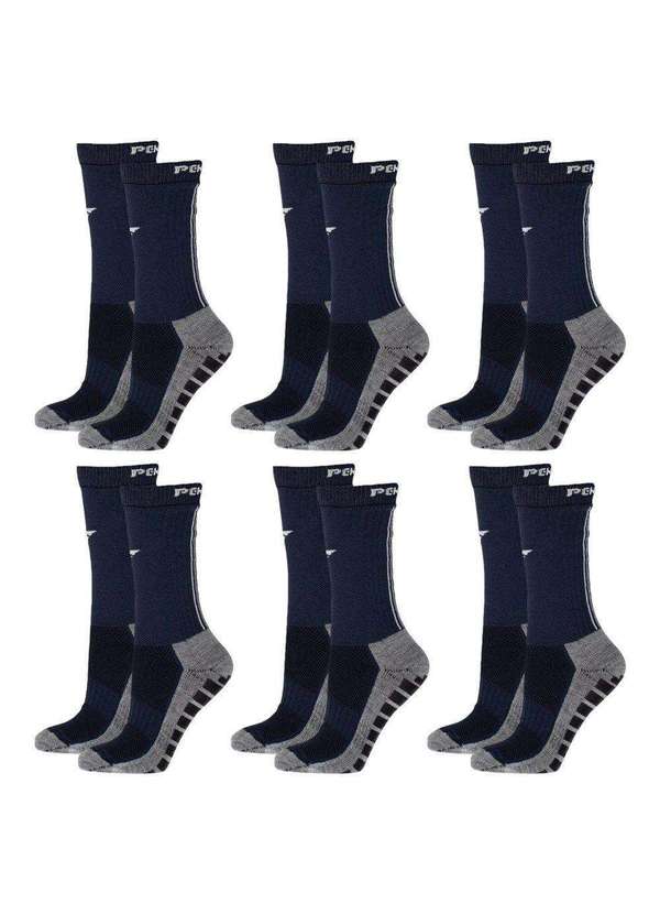 Penalty - Kit 6 pares de Meias Penalty Grip Masculina Azul