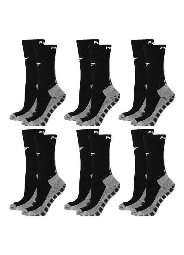 Penalty - Kit 6 pares de Meias Penalty Grip Masculina Preto