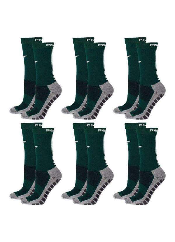 Penalty - Kit 6 pares de Meias Penalty Grip Masculina Verde