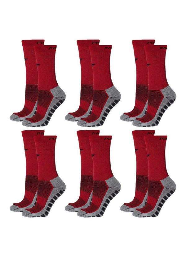 Penalty - Kit 6 pares de Meias Penalty Grip Masculina Vermelho