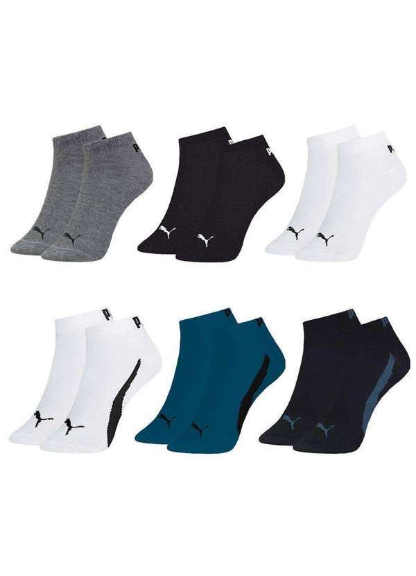 Puma - Kit 6 pares de Meias Puma Sapatilha Esportiva Masculina Azul