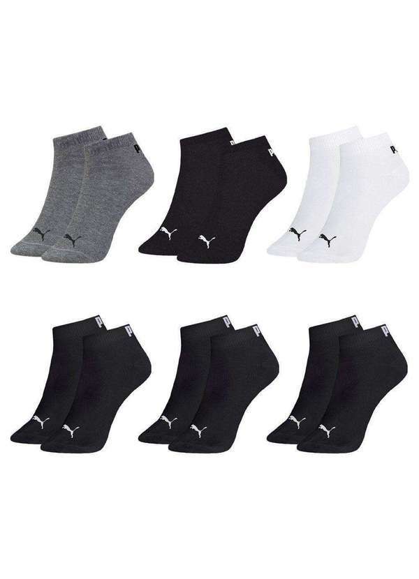 Puma - Kit 6 pares de Meias Puma Sapatilha Esportiva Masculina Cinza