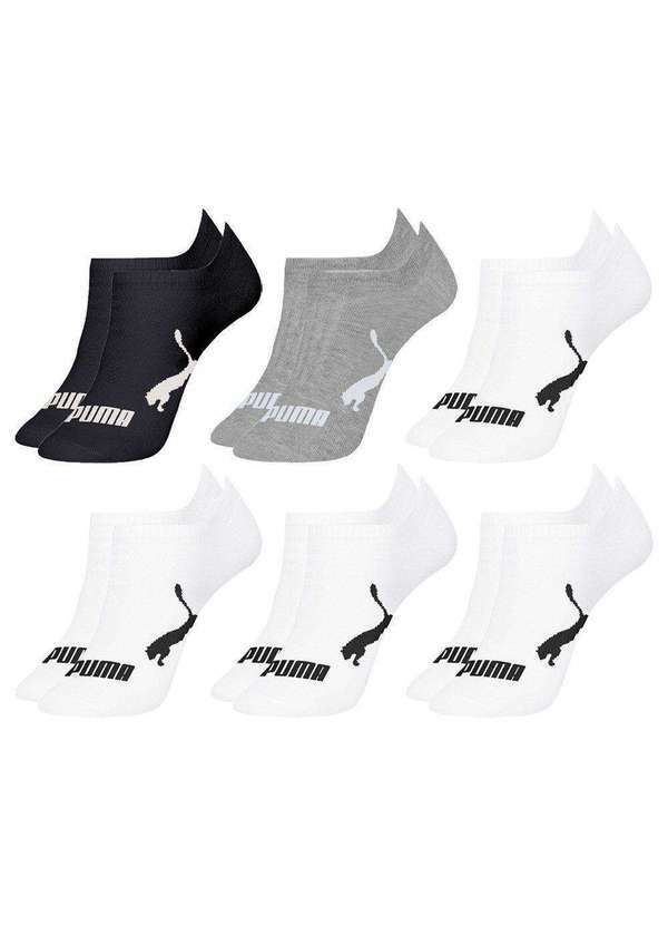 Puma - Kit 6 pares de Meias Puma Sapatilha Esportiva Masculina Branco