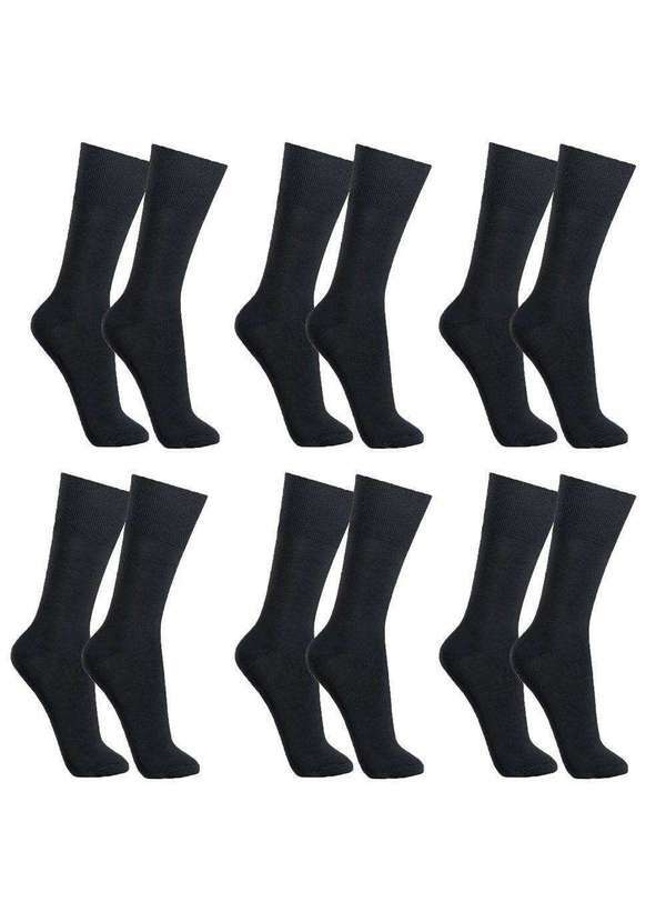 Selene - Kit 6 pares de Meias Selene Social Clássica Masculina Preto