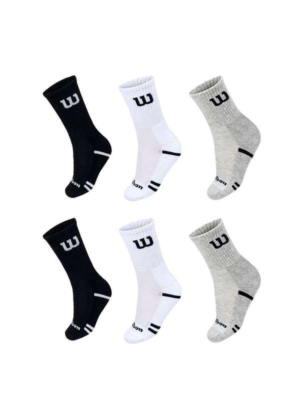 Wilson - Kit 6 pares de Meias Wilson Cano Longo Masculino Branco