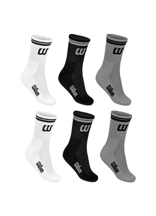 Wilson - Kit 6 pares de Meias Wilson Cano Longo Masculino Branco
