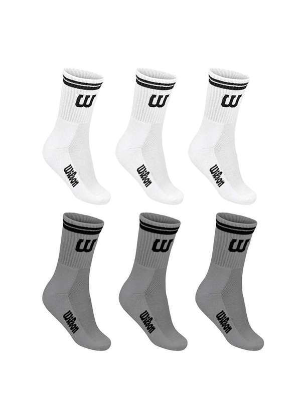 Wilson - Kit 6 pares de Meias Wilson Cano Longo Masculino Branco
