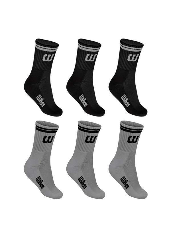 Wilson - Kit 6 pares de Meias Wilson Cano Longo Masculino Cinza