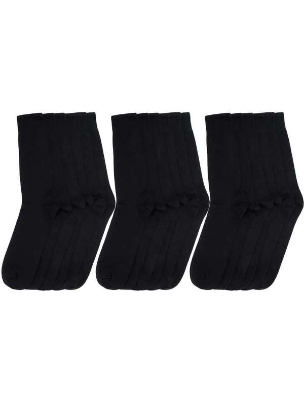 Selene - Kit 9 pares de Meia Selene Social Cano Longo Masculina - Preto Preto