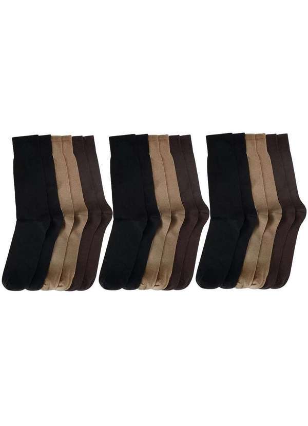 Selene - Kit 9 pares de Meia Selene Social Cano Longo Masculina Preto