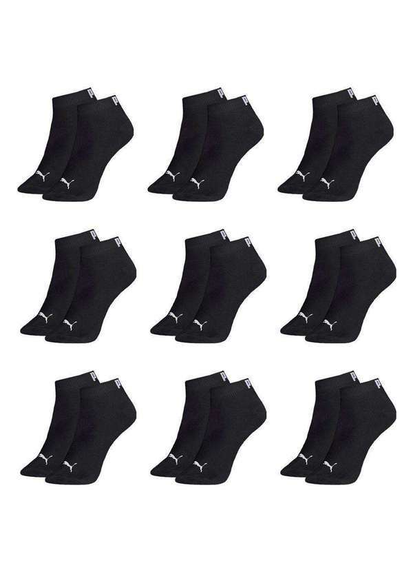 Puma - Kit 9 pares de Meias Puma Sapatilha Esportiva Masculina Preto