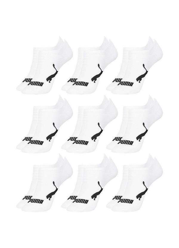 Puma - Kit 9 pares de Meias Puma Sapatilha Esportiva Masculina Branco