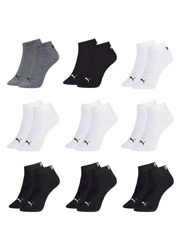 Puma - Kit 9 pares de Meias Puma Sapatilha Esportiva Masculina Cinza