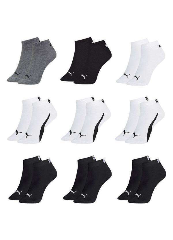 Puma - Kit 9 pares de Meias Puma Sapatilha Esportiva Masculina Preto
