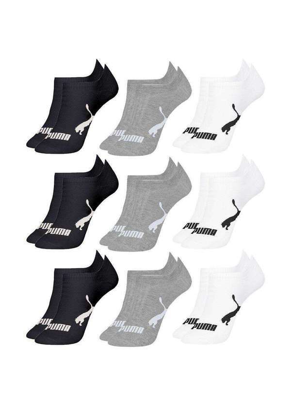 Puma - Kit 9 pares de Meias Puma Sapatilha Esportiva Masculina Branco