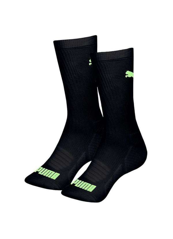 Puma - Meia Puma Cano Longo Esportiva Masculina Preto