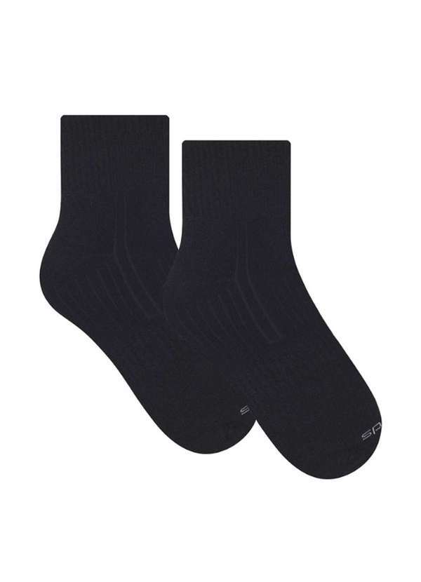 Selene - Meia Selene Esportiva Performance Cano Curto Masculina - Preto Preto
