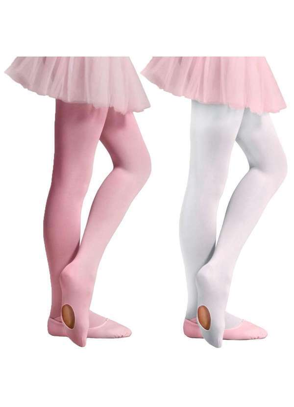 Selene - Kit 2 Meias-Calças Selene Ballet Fio 40 Infantil - Branco e Rosa Branco