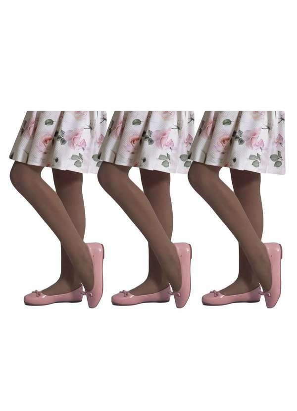 Selene - Kit 3 Meias-Calças Selene Básica Fio 20 Infantil Preto