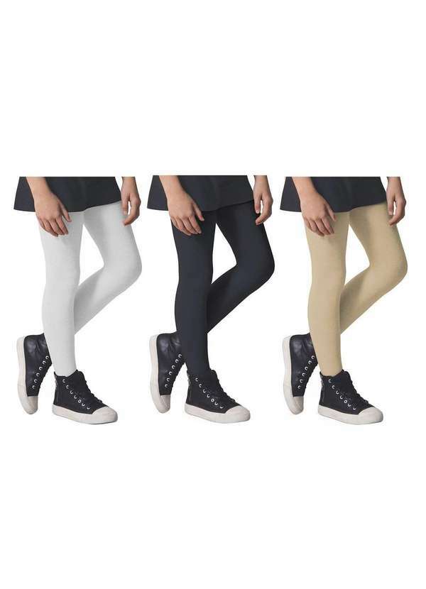 Selene - Kit 3 Meias Calças Selene Inverno Fio 80 Infantil Preto