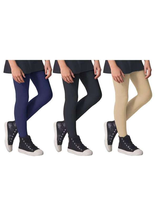 Selene - Kit 3 Meias-Calças Selene Inverno Fio 80 Infantil Preto