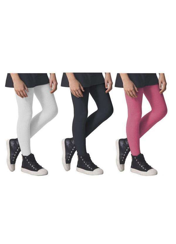 Selene - Kit 3 Meias Calças Selene Inverno Fio 80 Infantil Branco