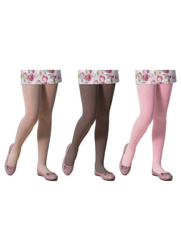 Selene - Kit 3 Meias-Calças Selene Opaca Fio 40 Infantil Branco