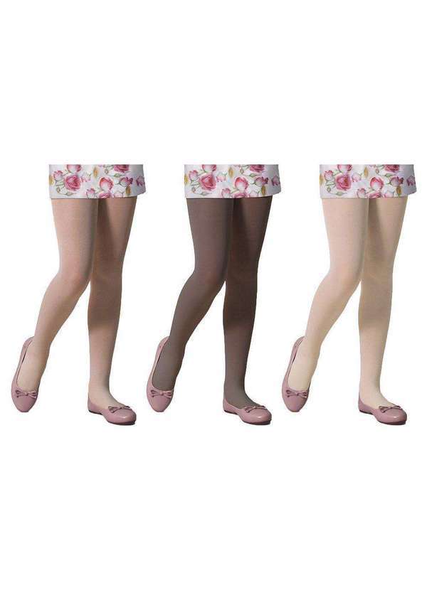 Selene - Kit 3 Meias-Calças Selene Opaca Fio 40 Infantil Branco