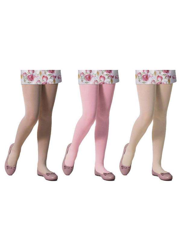 Selene - Kit 3 Meias-Calças Selene Opaca Fio 40 Infantil Branco