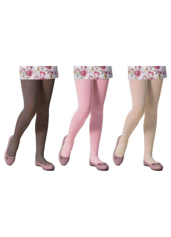 Selene - Kit 3 Meias-Calças Selene Opaca Fio 40 Infantil Preto