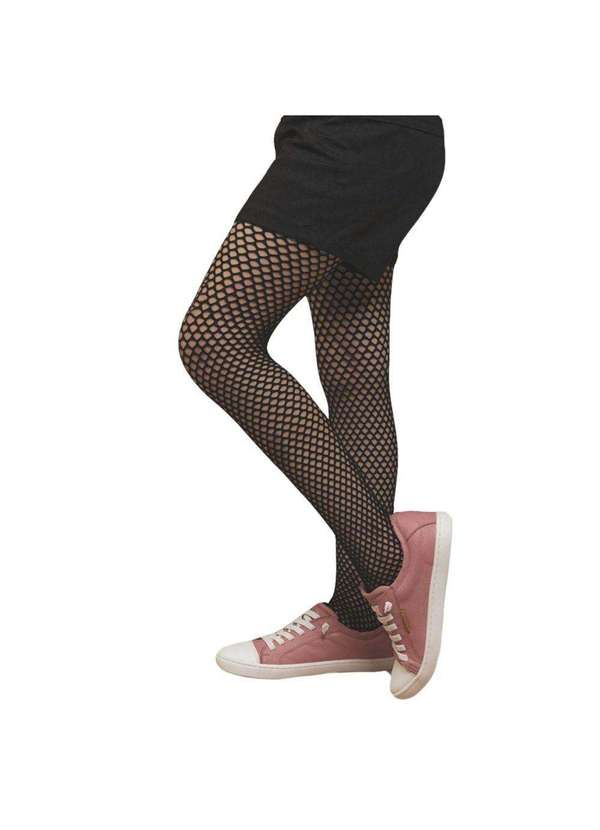 Selene - Meia-Calça Selene Arrastão Infantil Preto