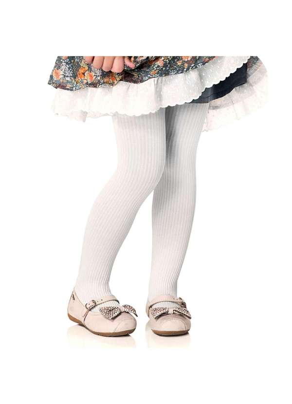 Selene - Meia Calça Selene Canelada Infantil - Branco Branco