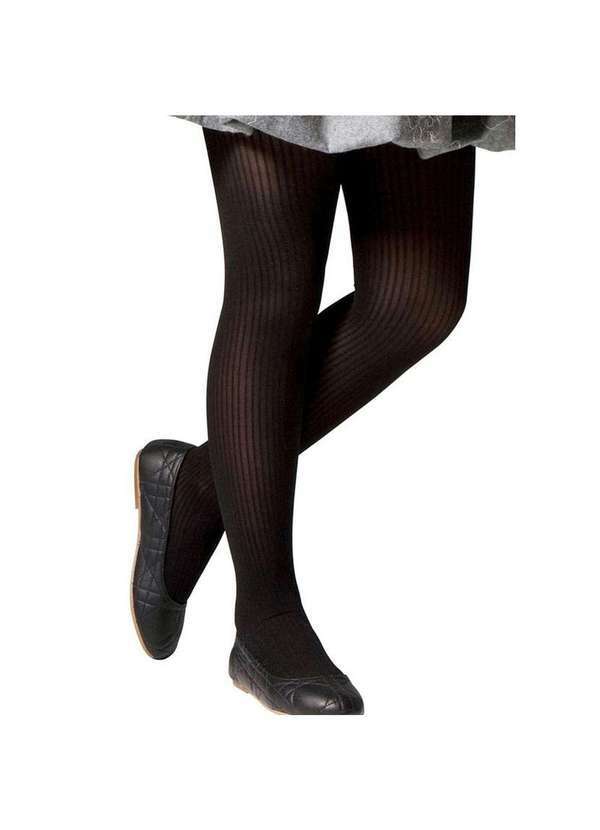 Selene - Meia Calça Selene Canelada Infantil - Preto Preto