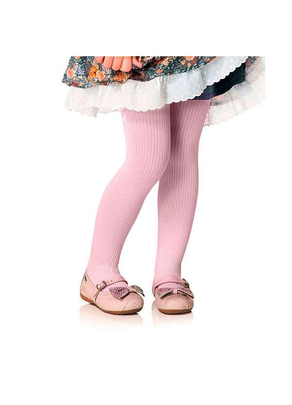 Selene - Meia Calça Selene Canelada Infantil - Rosa Rosa