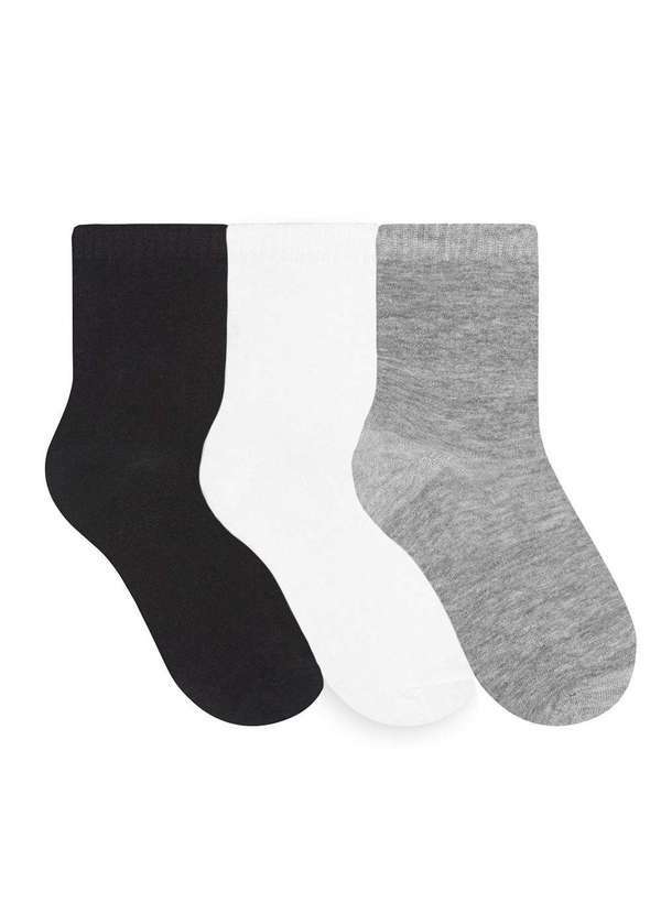 Selene - Kit 3 pares de Meias Selene Básica Juvenil Branco
