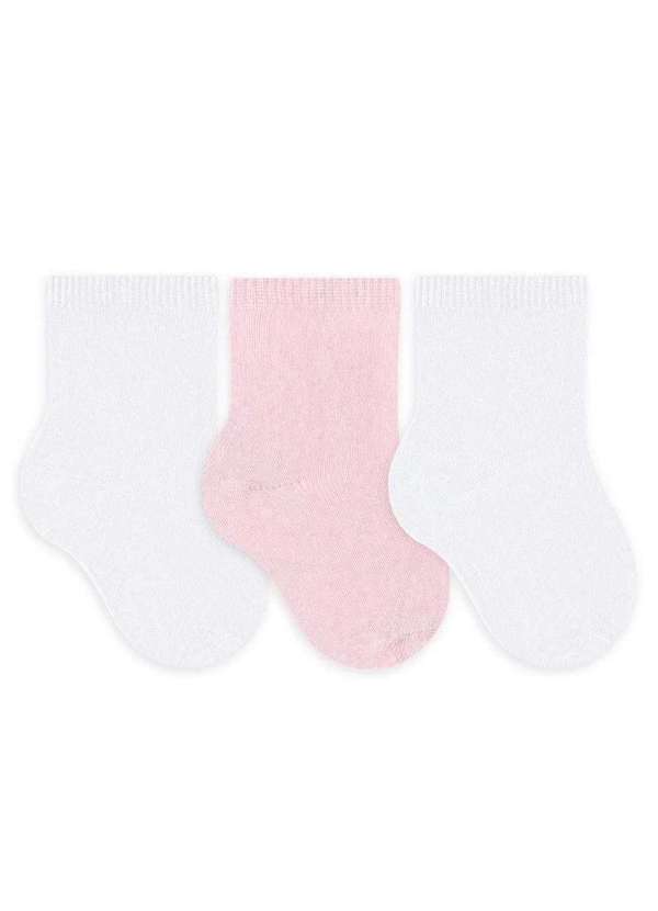 Selene - Kit 3 pares de Meias Selene Bebê Rosa