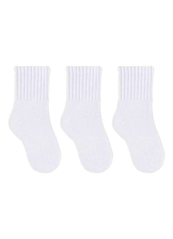 Selene - Kit 3 pares de Meias Selene Lisa Juvenil Branco