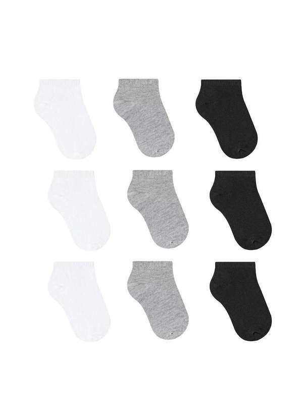 Selene - Kit 9 pares de Meias Selene Sapatilha Infantil Preto