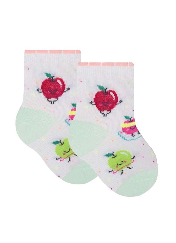 Selene - Meia Selene Bebê Meninas Maçãs - Branco Branco
