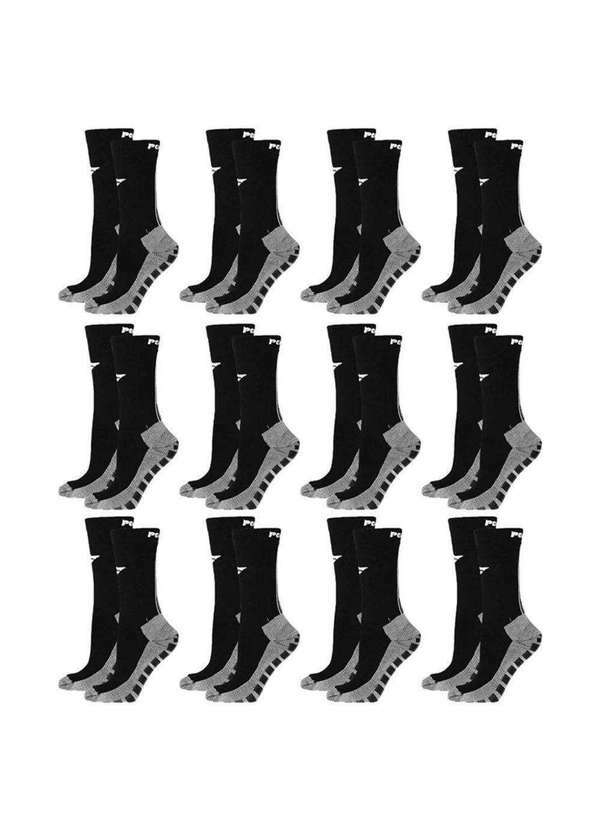 Penalty - Kit 12 pares de Meias 3/4 Penalty Grip Juvenil Preto