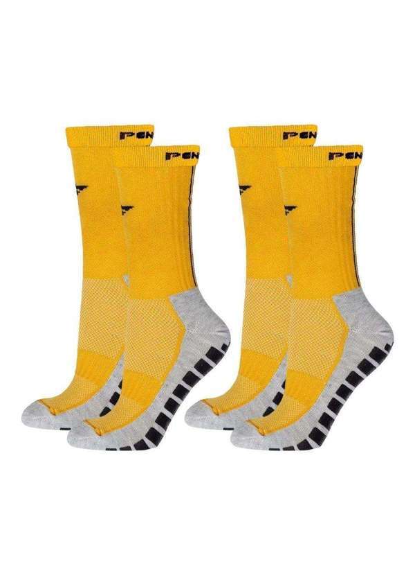 Penalty - Kit 2 pares de Meias 3/4 Penalty Grip Juvenil Amarelo