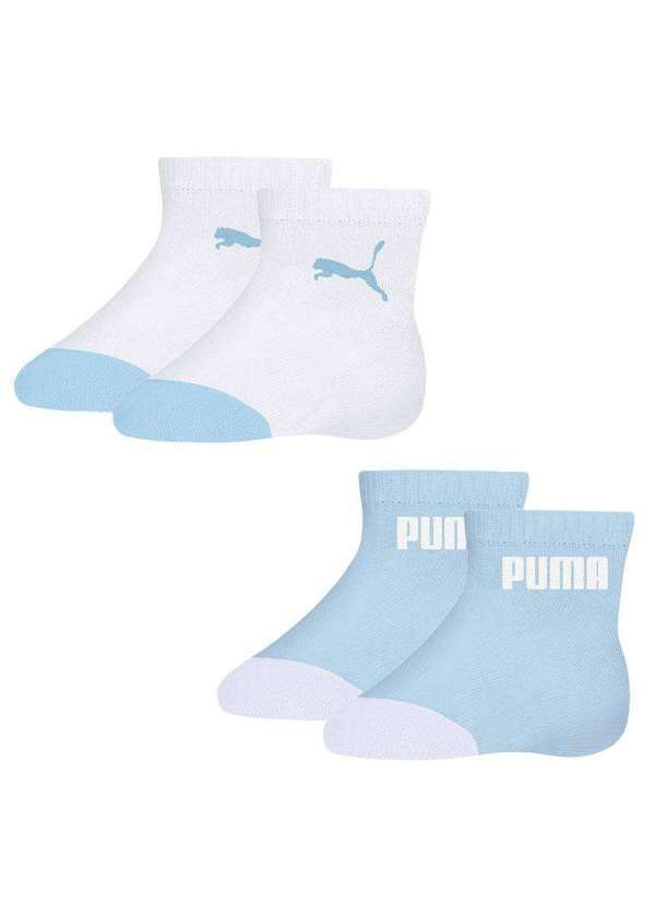 Puma - Kit 2 pares de Meias Puma Bebê Cano Baixo Azul