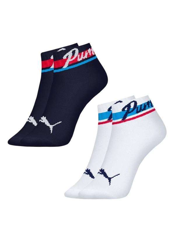 Puma - Kit 2 pares de Meias Puma Cano Baixo Infantil Branco