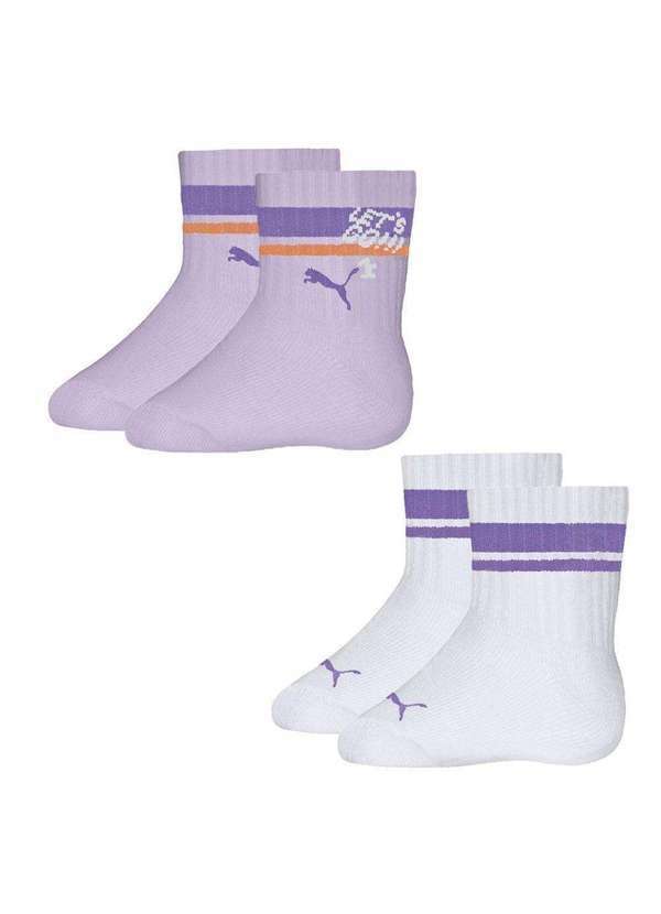 Puma - Kit 2 pares de Meias Puma Cano Longo Infantil Roxo