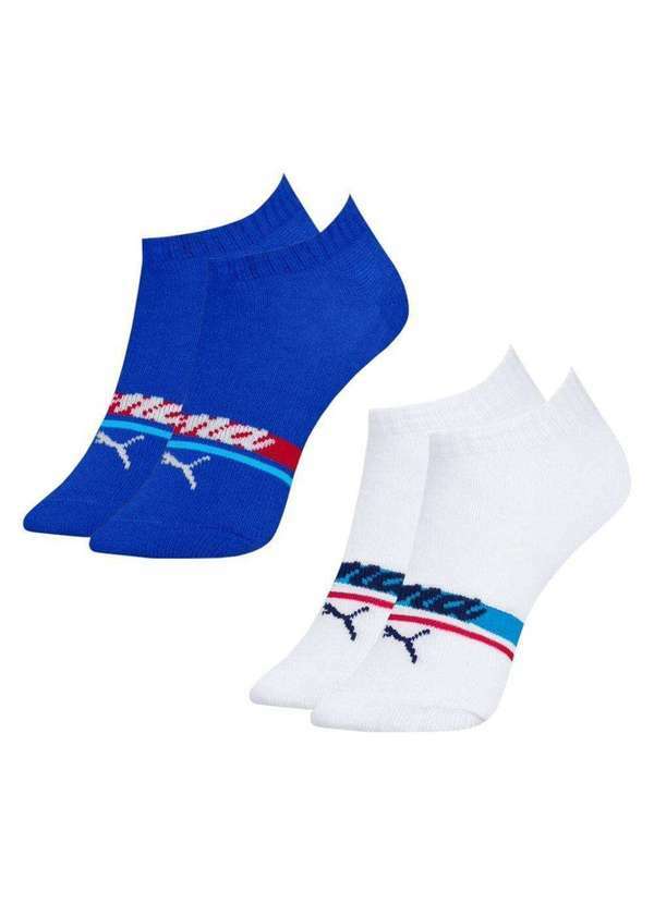 Puma - Kit 2 pares de Meias Puma Sapatilha Infantil Azul