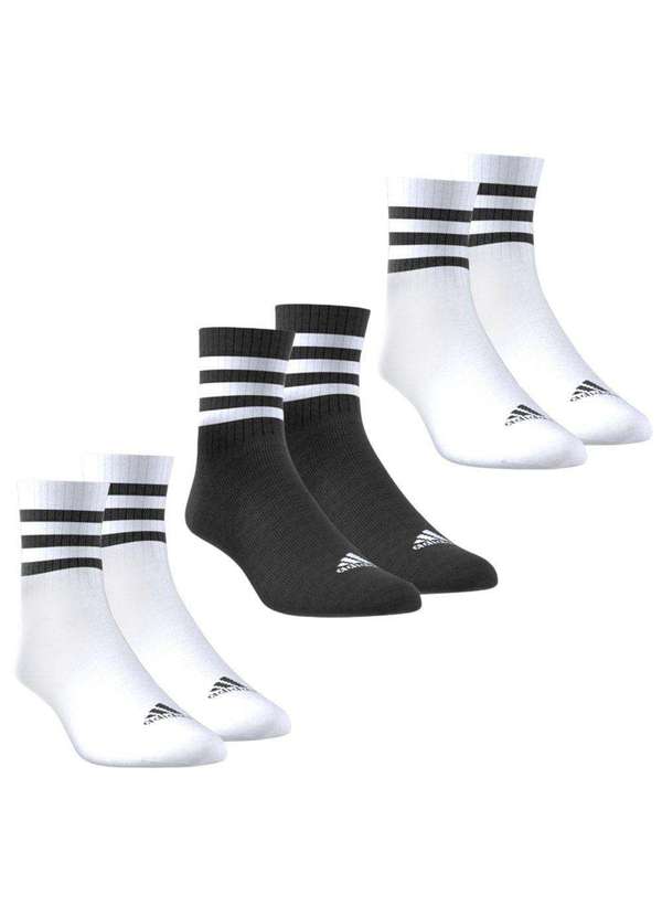 Adidas - Kit 3 pares de Meias Adidas 3 Stripes Infantil Branco