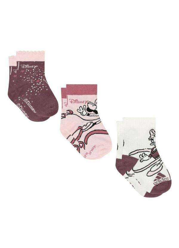 Adidas - Kit 3 pares de Meias Adidas Cano Alto Disney Infantil Rosa