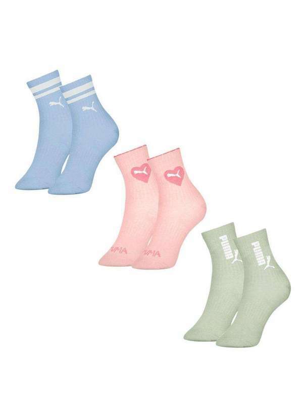 Puma - Kit 3 pares de Meias Puma Cano Longo Infantil Azul